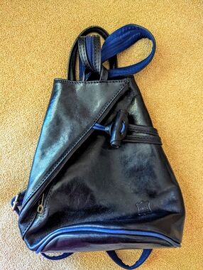 Leather Mini Backpack with Accents